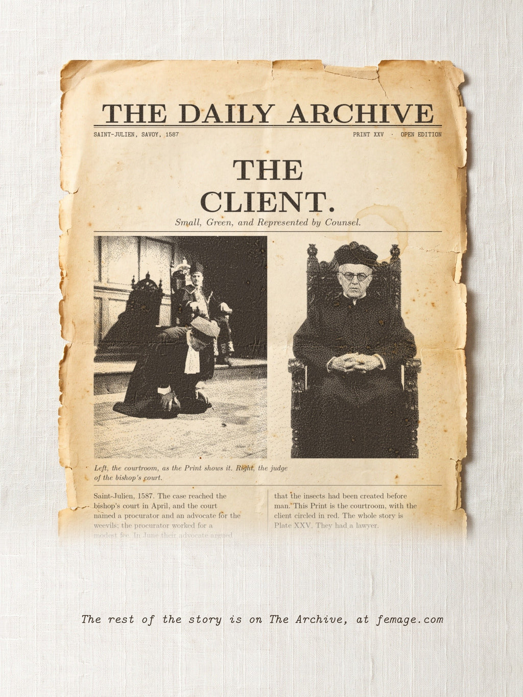 The Daily Archive story card for Print XXV: The client.