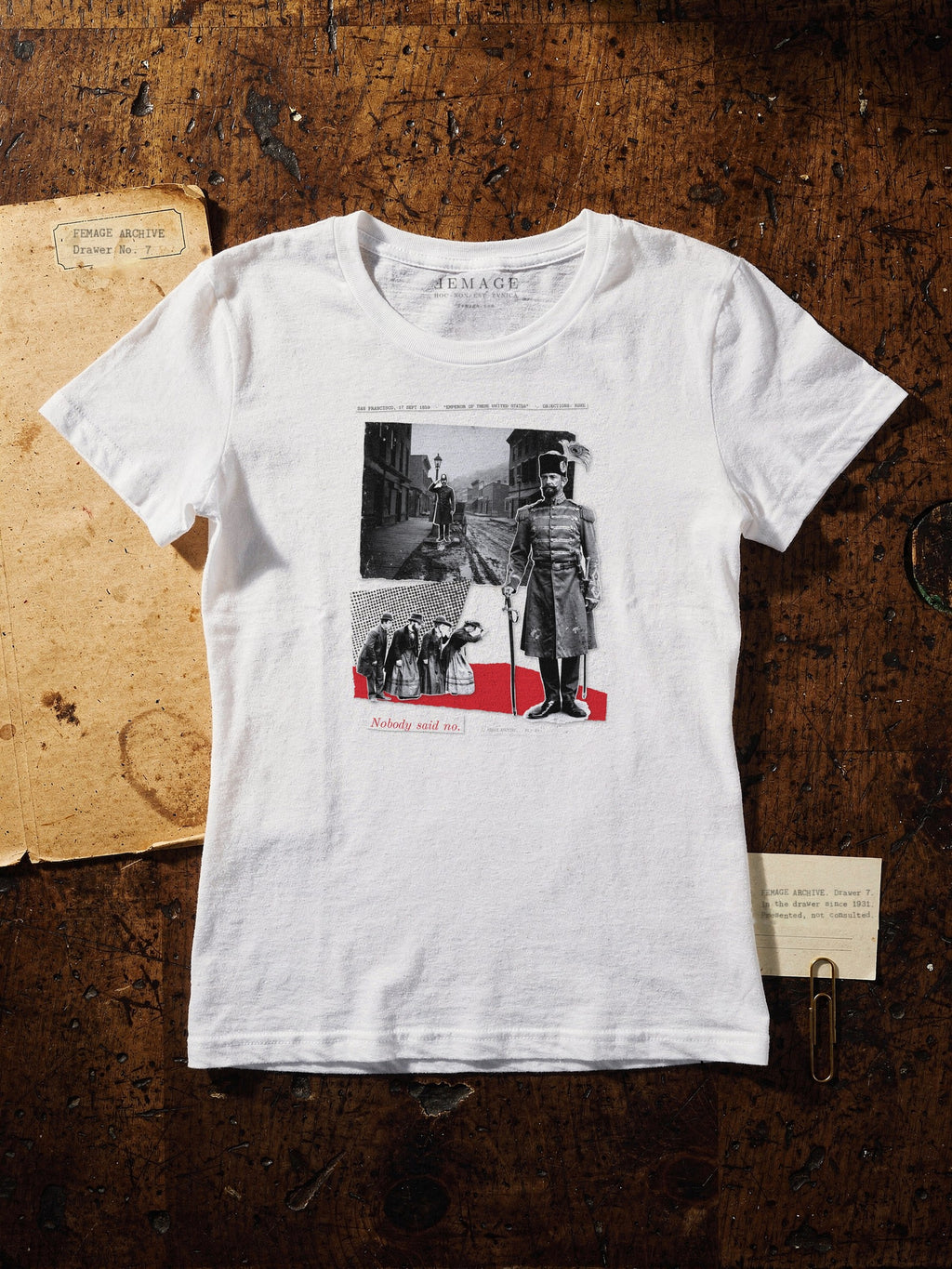 Plate XX tee on the archive desk