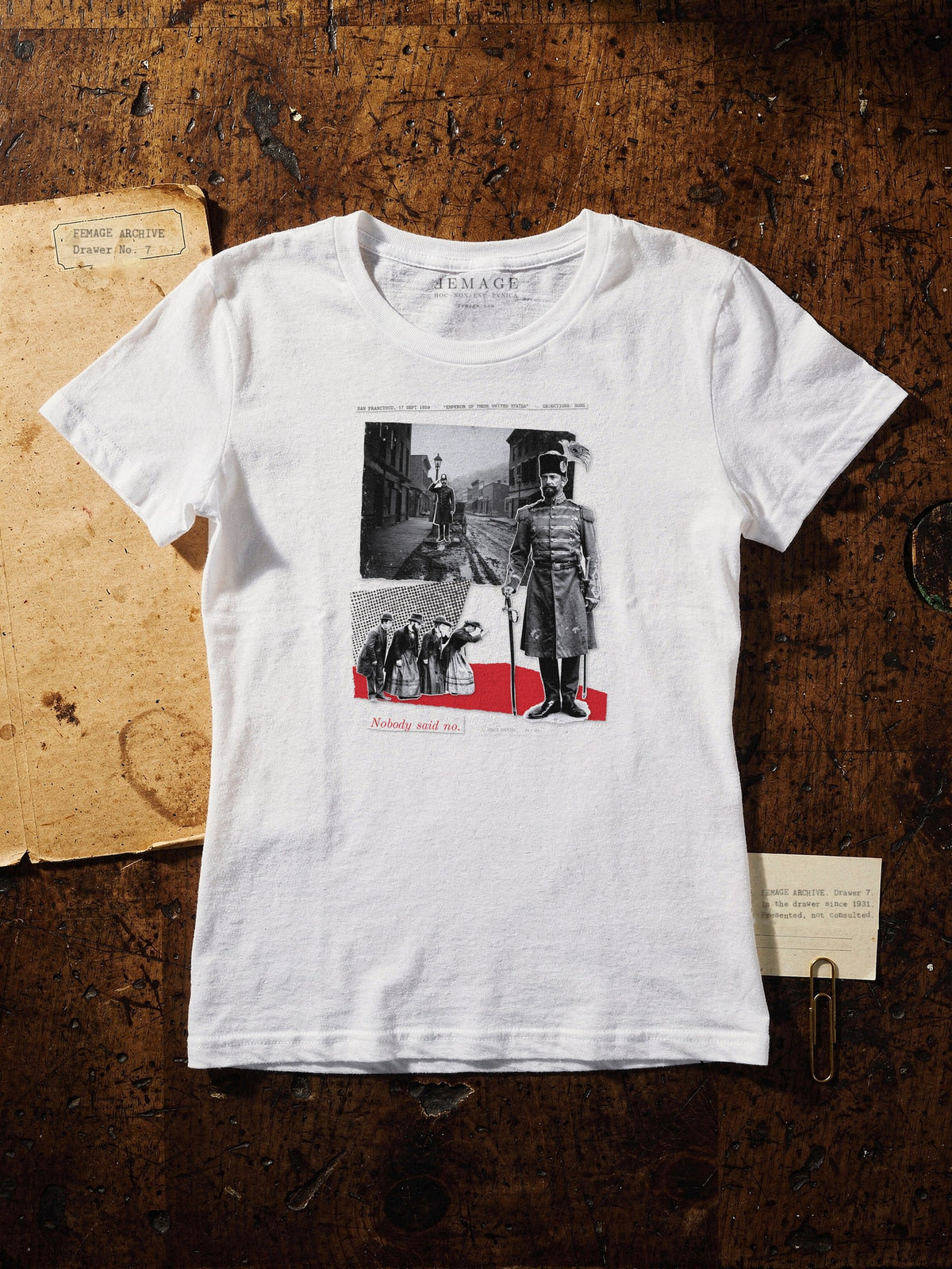 Plate XX tee on the archive desk