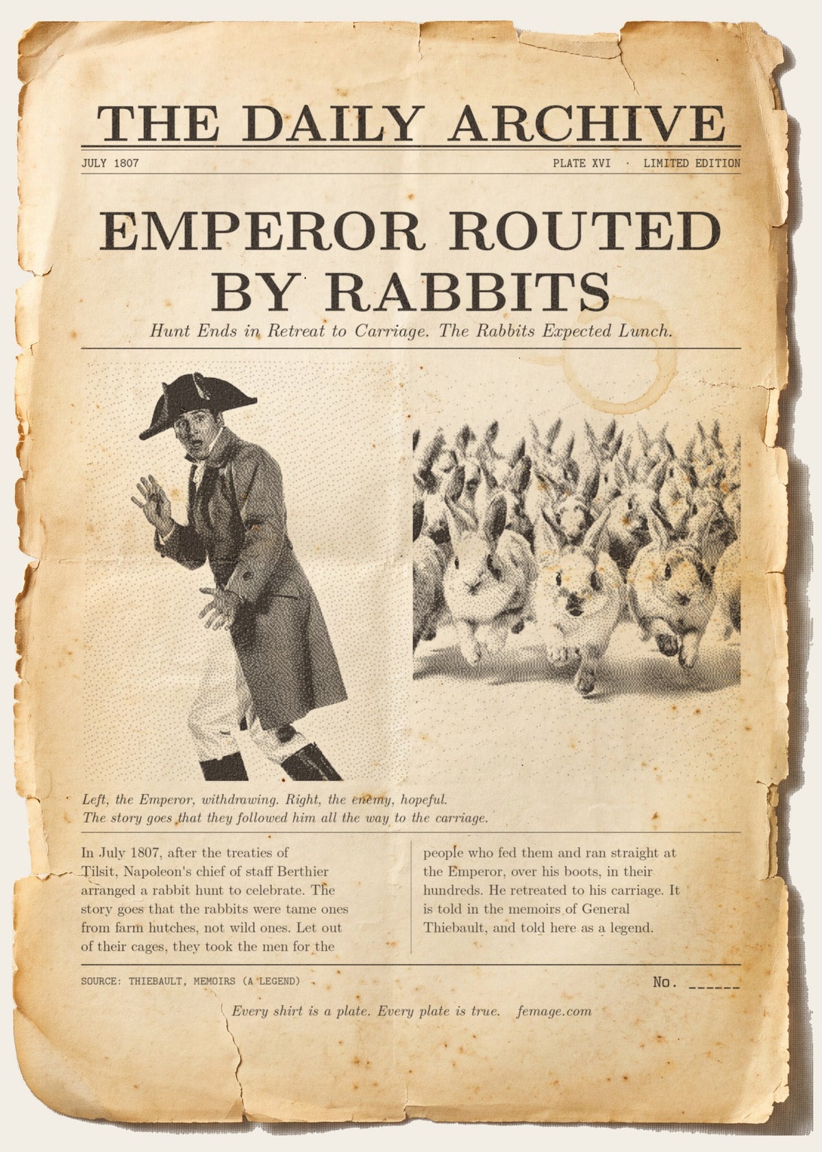 The Daily Archive story card: Emperor routed by rabbits