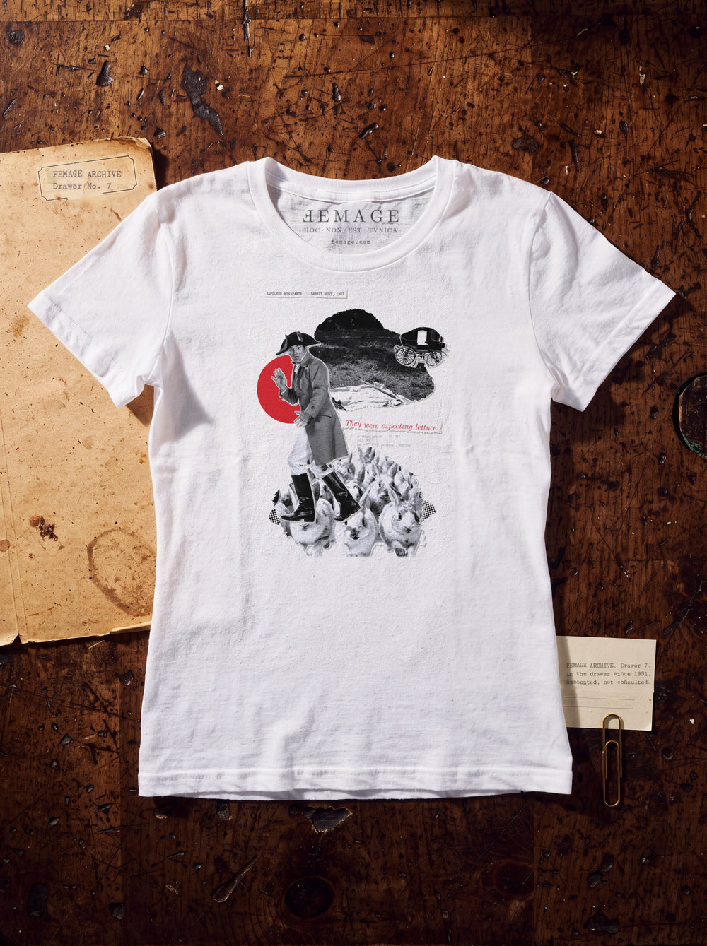 Plate XVI, the collage, on a white T-shirt