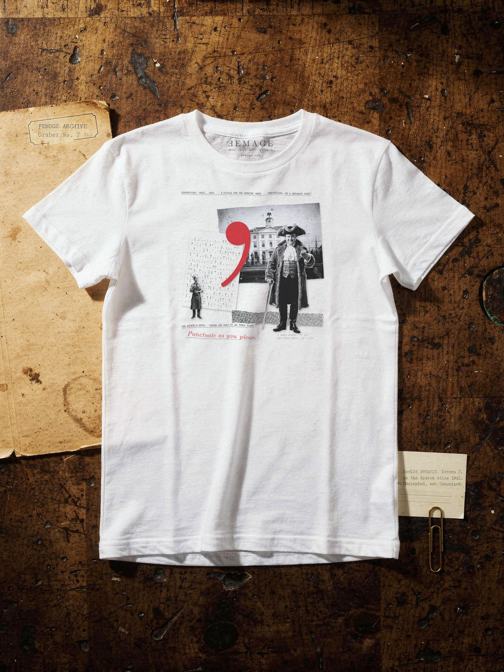 Men's classic cut, Plate XXI tee on the archive desk