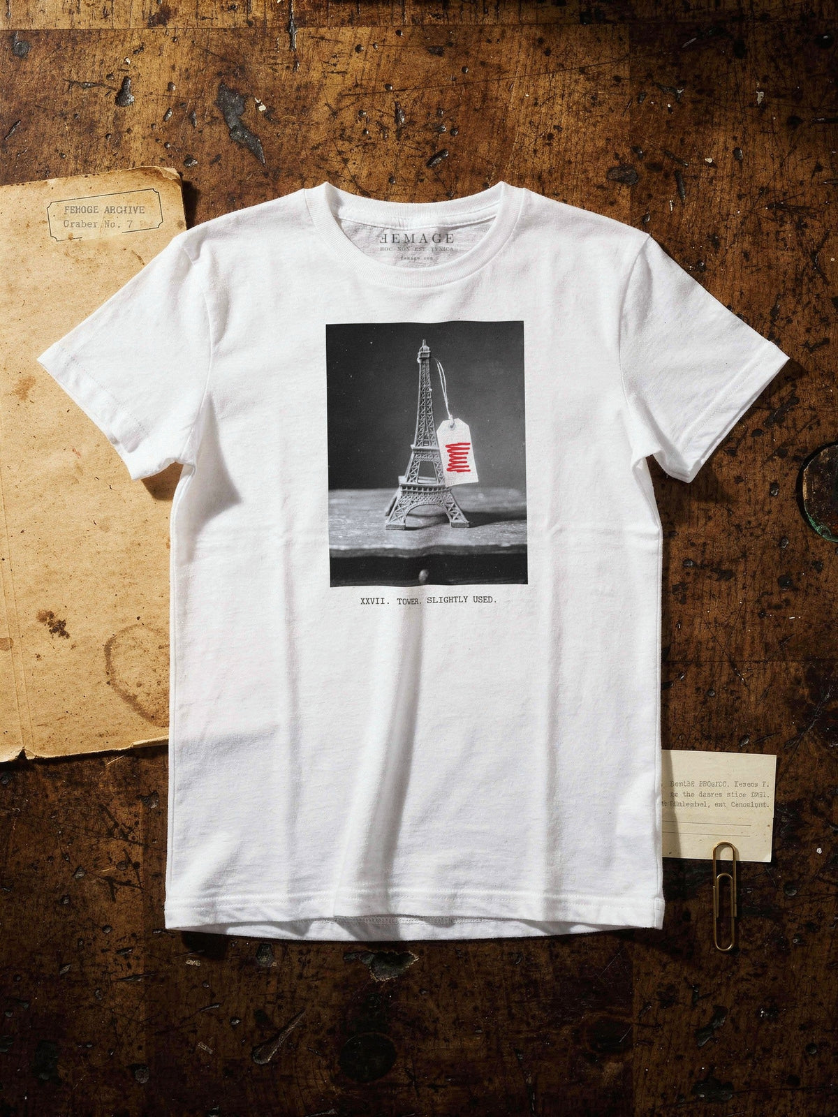 Print XXVII, the tower, black and white print on the men's tee